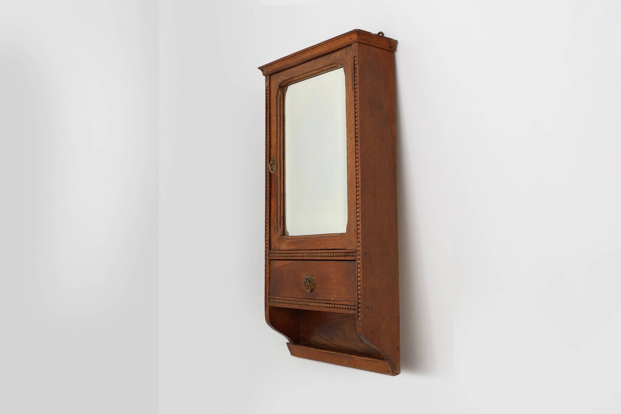 Art Deco Wooden Shaving Cabinet with Mirror, France 1930s