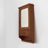 Art Deco Wooden Shaving Cabinet with Mirror, France 1930s