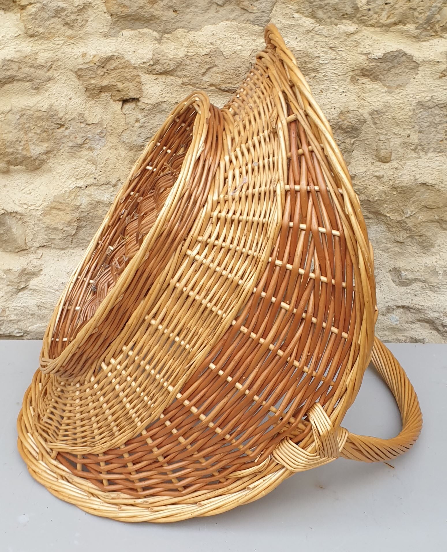 Log basket near the fireplace