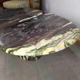 Ancient Oval Marble Coffee Table in Black Granite White Oval