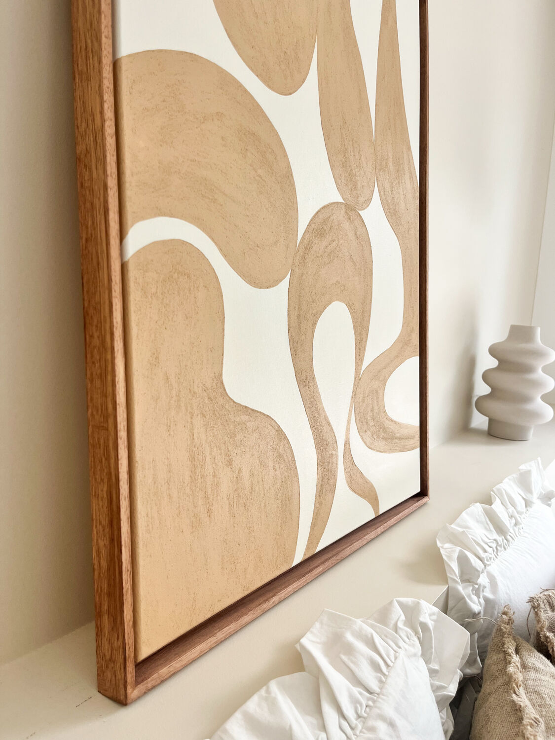 Beige and cream organic relief table.