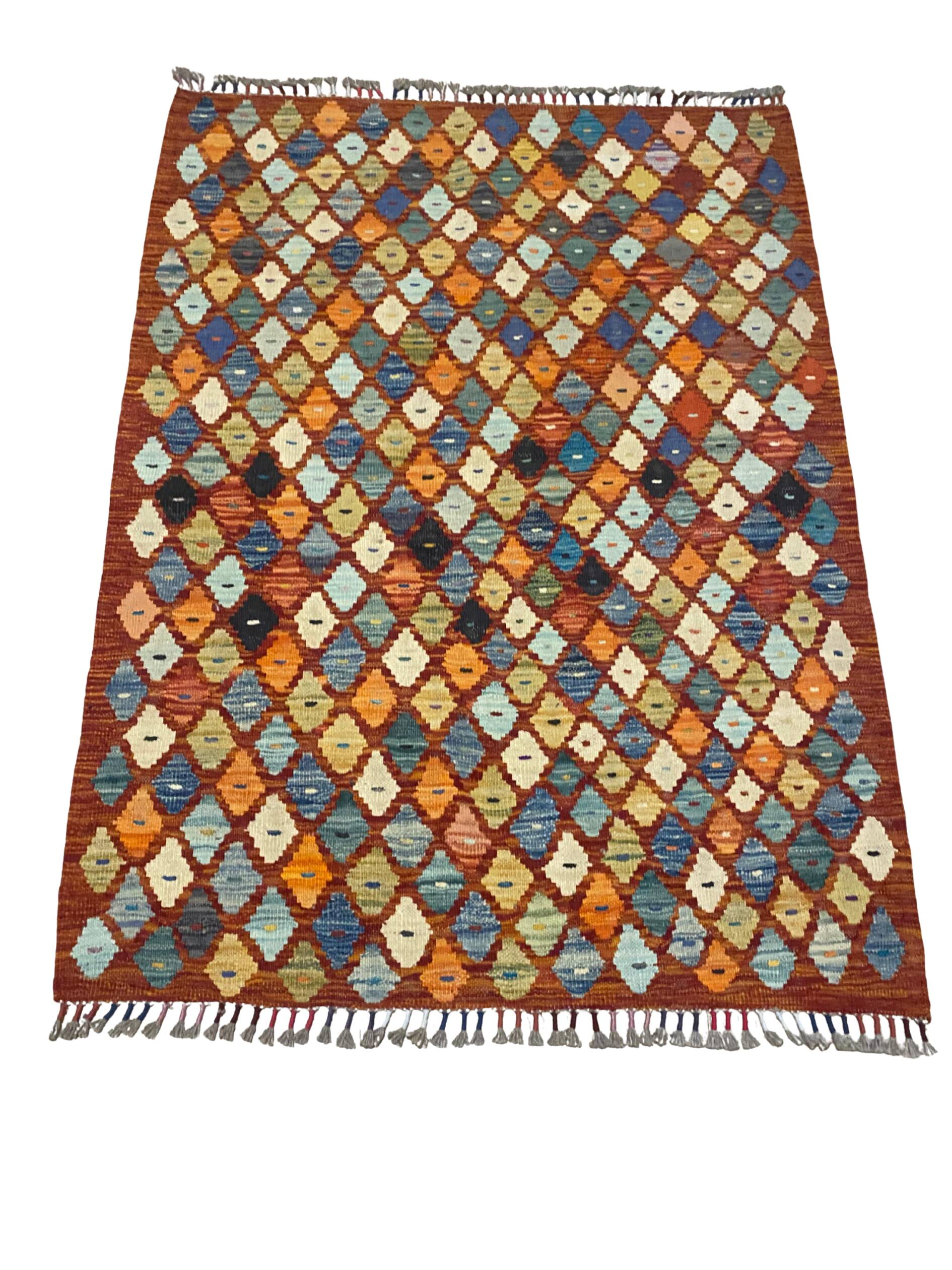 Tapis kilim afghan fait main 148 x 109 cm
