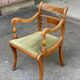 English Regency office chair in solid wood and green velvet