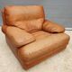Fauteuil club lounge cuir cognac design 1970