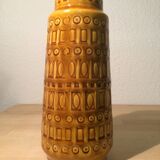 Yellow ceramic vase geometric patterns, West Germany