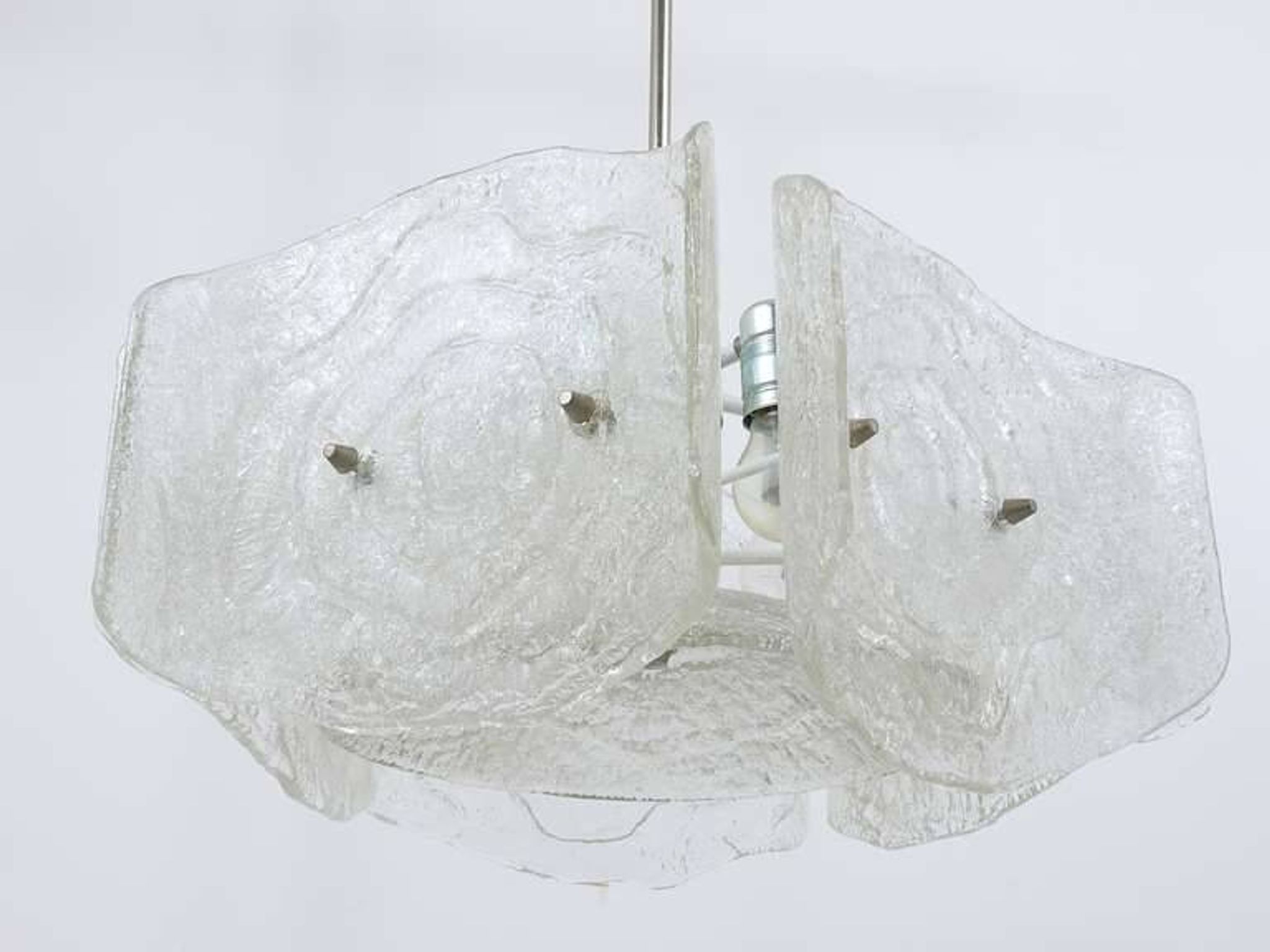 Frosted glass chandelier from the mid-century by J. T. Kalmar, Austria, 1960s.