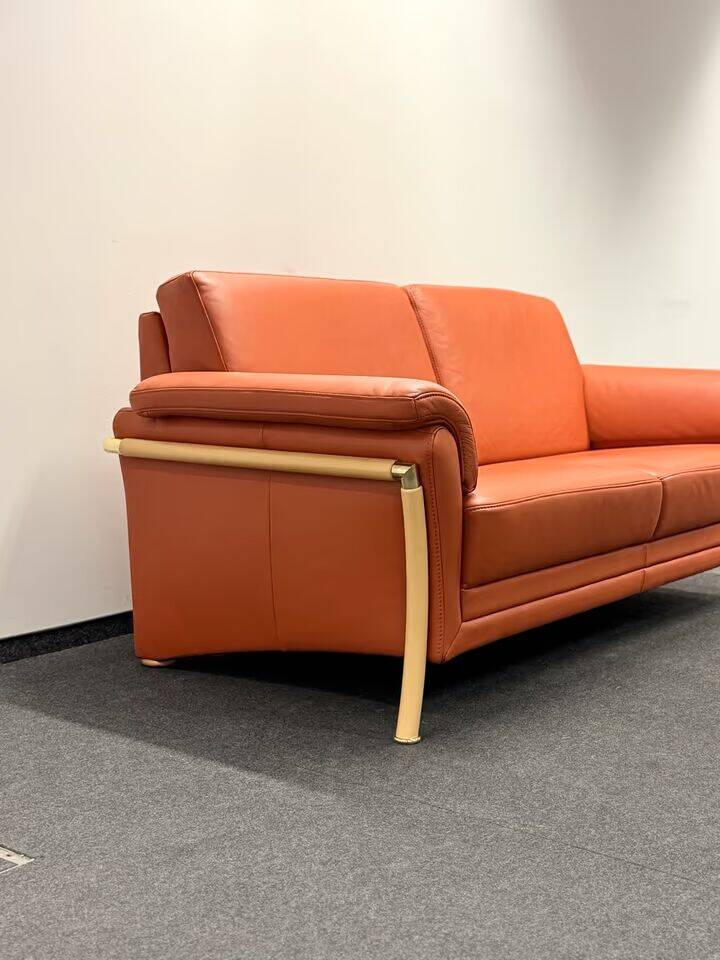 Himolla 2-Seater Orange Leather Sofa
