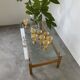 Table scandinave teck blond et verre 60