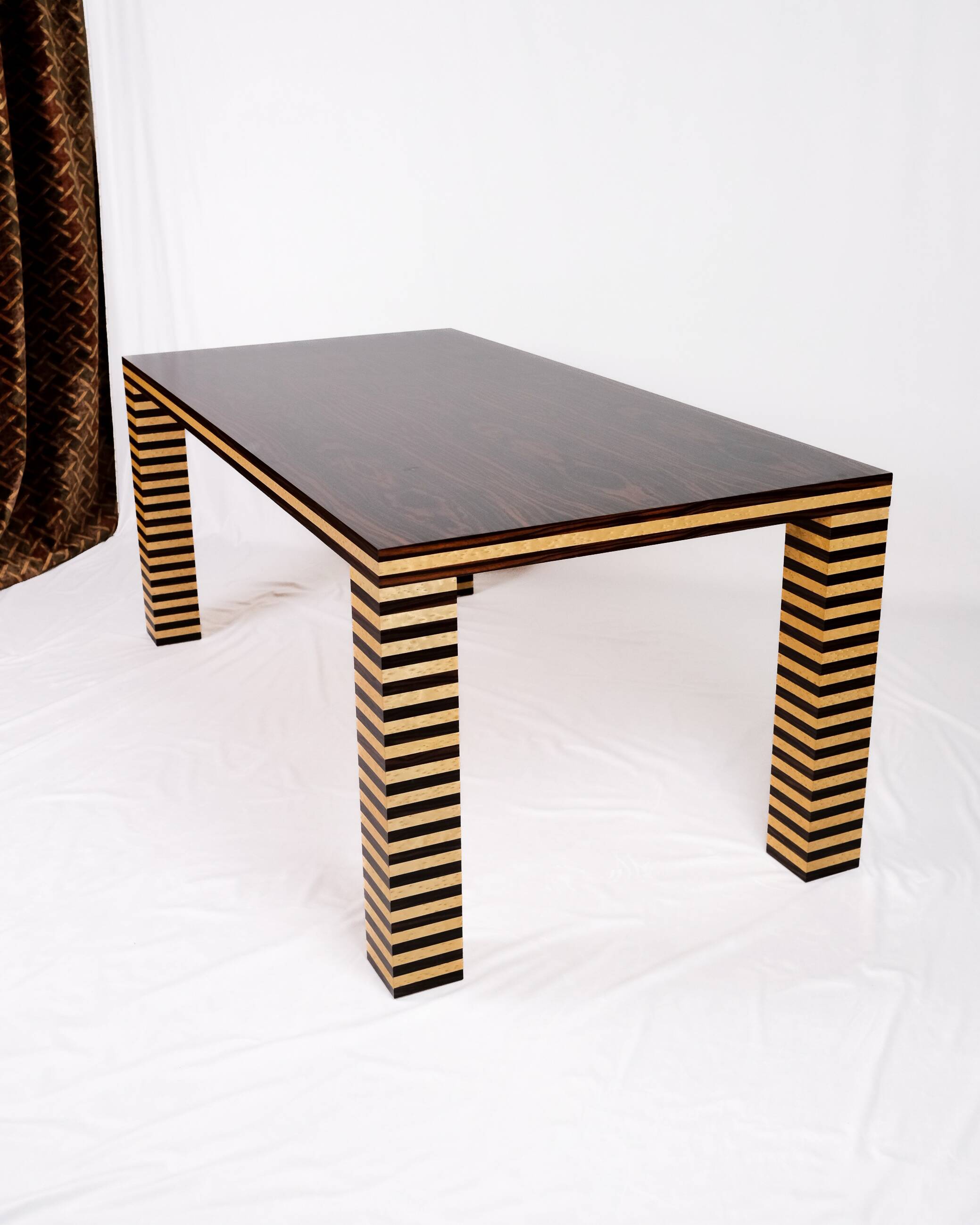 Memphis style dining table, wood, Italy
