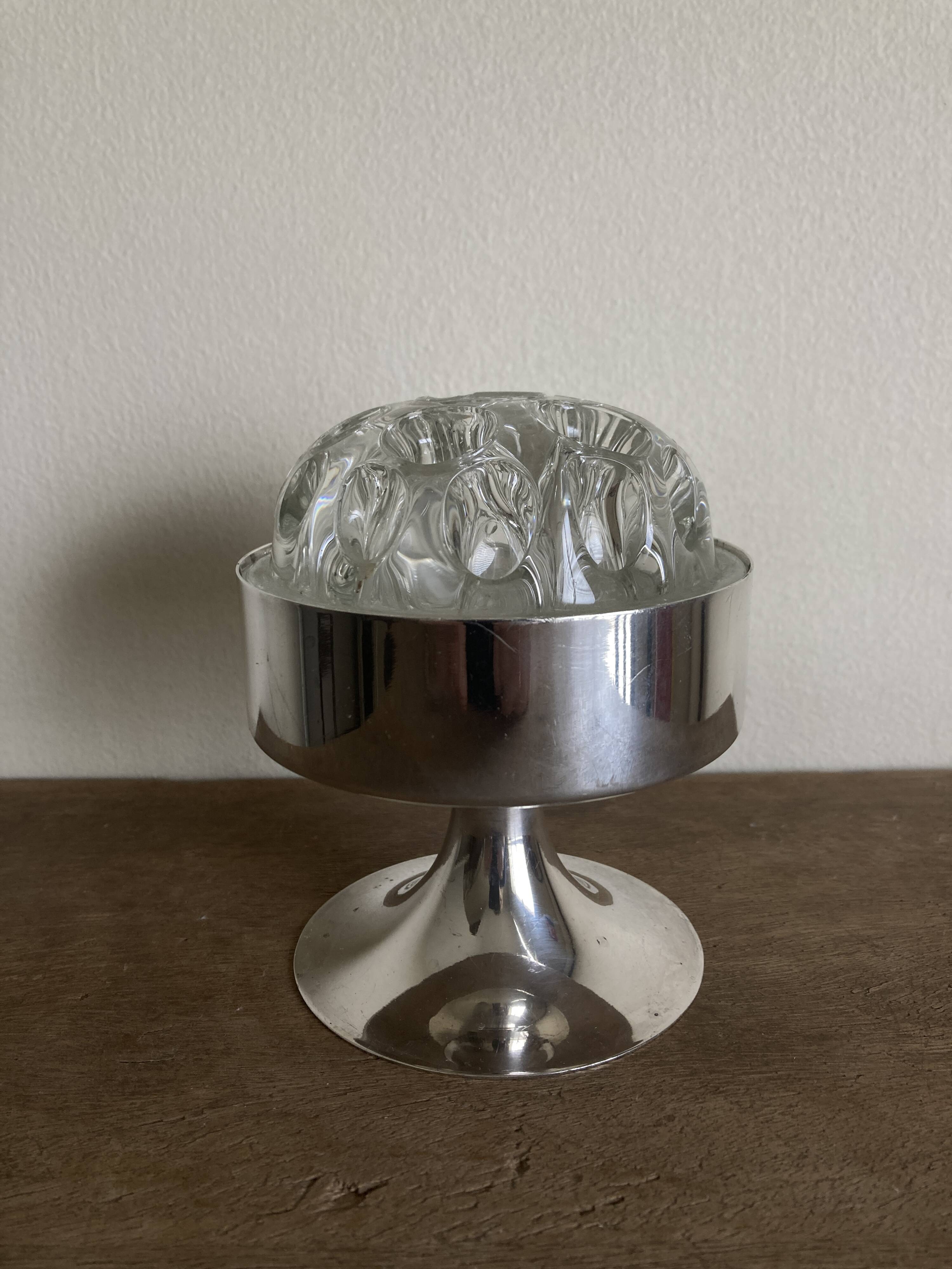 Tulip foot flower spade 1970 in silver metal