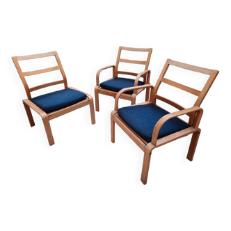 Lot de 3 assises bois design suédois scandinave Kinnarps