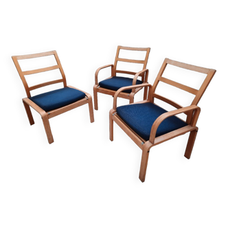 Set of 3 Swedish design wooden seats Scandinavian Kinnarps
