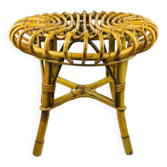 Vintage Rattan Stool attributed to Franco Albini, Italy, 1960s