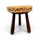 Oak and straw stool – Audoux-Minet – 1950s-60s