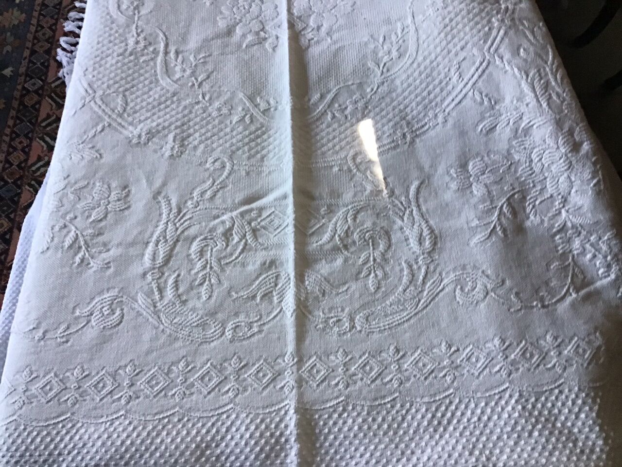 19th bed top in cotton piqué marked MC