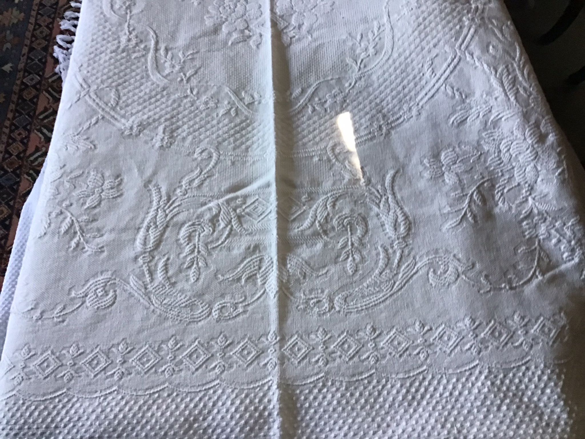 19th bed top in cotton piqué marked MC