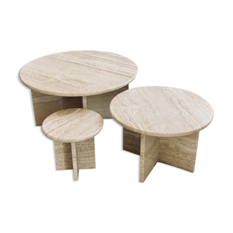 tables basse vintage design / travertin