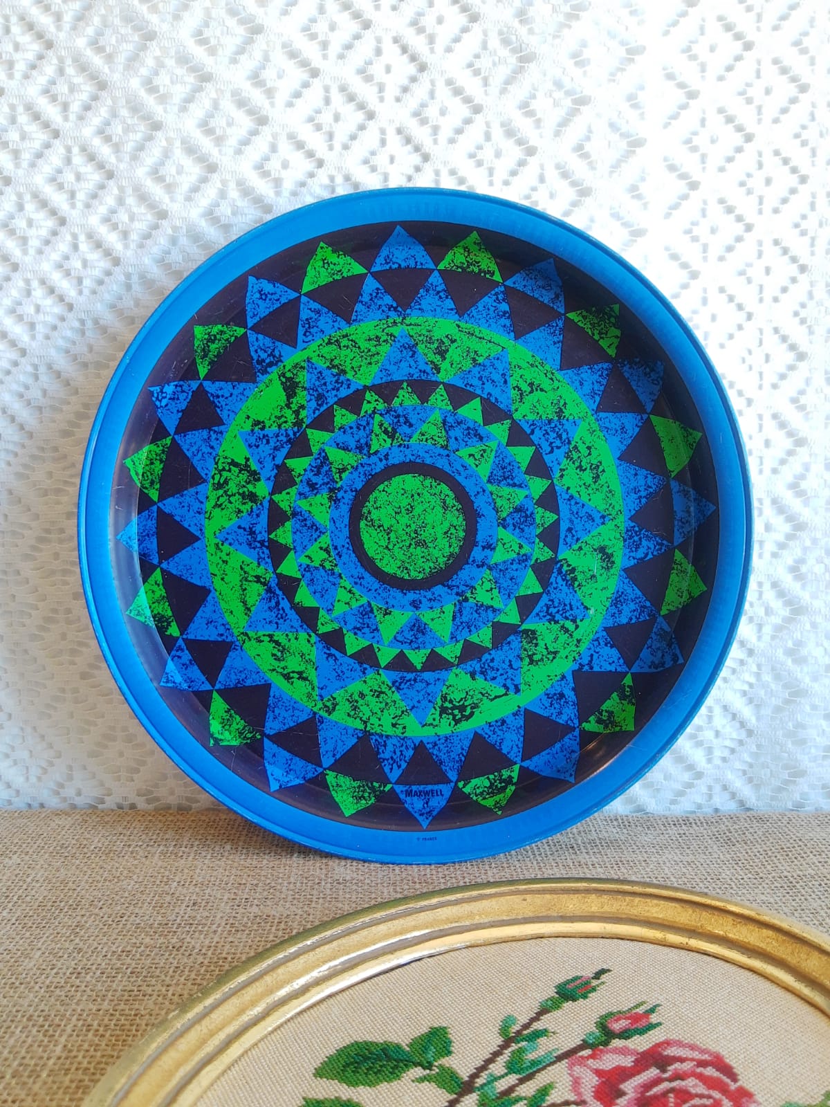 Vintage Maxwell France Round Metal Advertising Tray