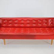 1970s Red Leatherette Sofa ,Czechoslovakia