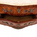 Inlaid chest of drawers with a marble top in the Louis XV style, France