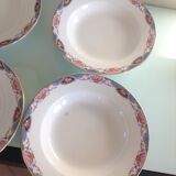 Suite of six hollow plates décor baskets of roses by Digoin Sarreguemines vintage 50s-60s