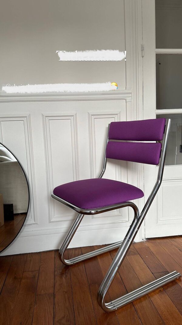 Lot de 2 chaises vintage tubulaire chrome 1960-1970