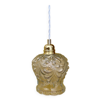Vintage molded glass globe pendant light