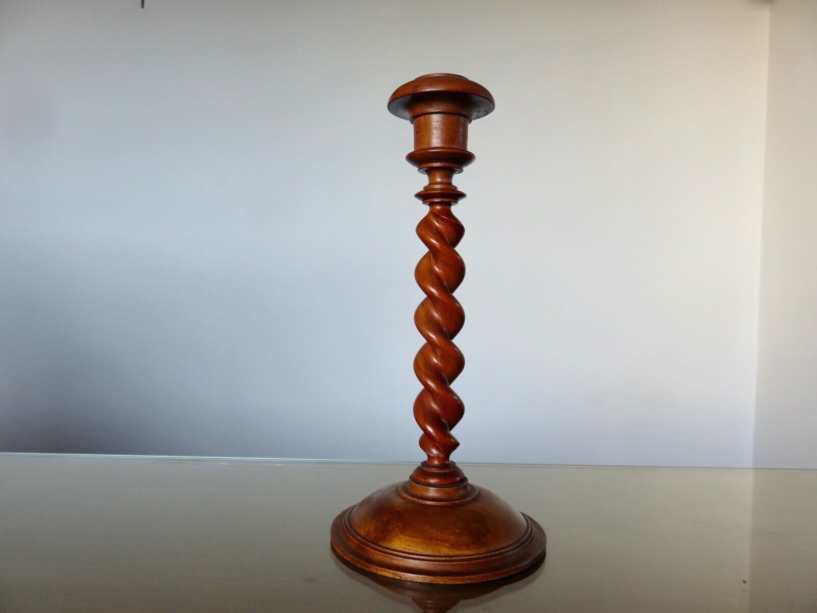 Pair of wooden candle holders turned art deco