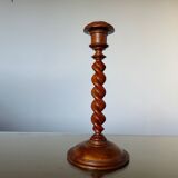 Pair of wooden candle holders turned art deco