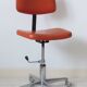 Eurosit vintage industrial workshop chair in chromed metal and orange imitation leather