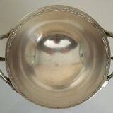 Antique trophy-shaped sugar bowl, silver-plated metal and glass verrine