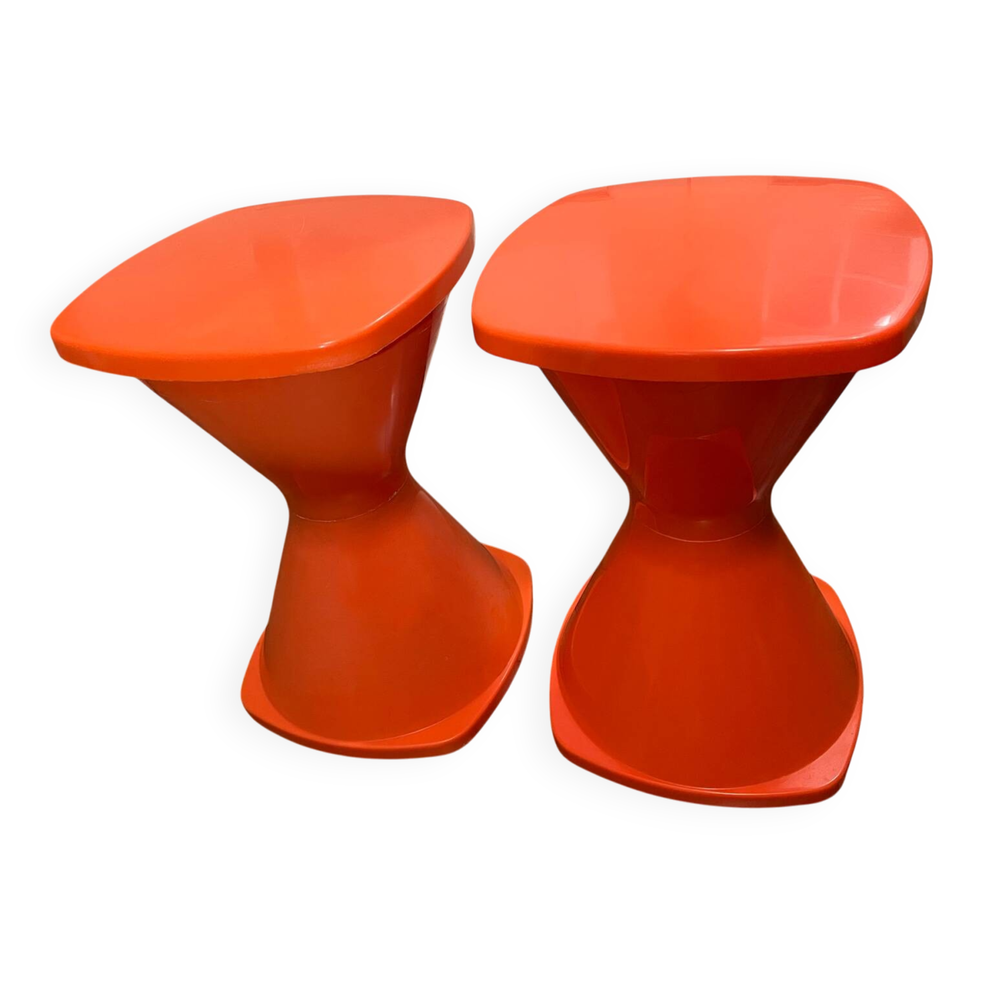 2 tabourets vintage orange Pola
