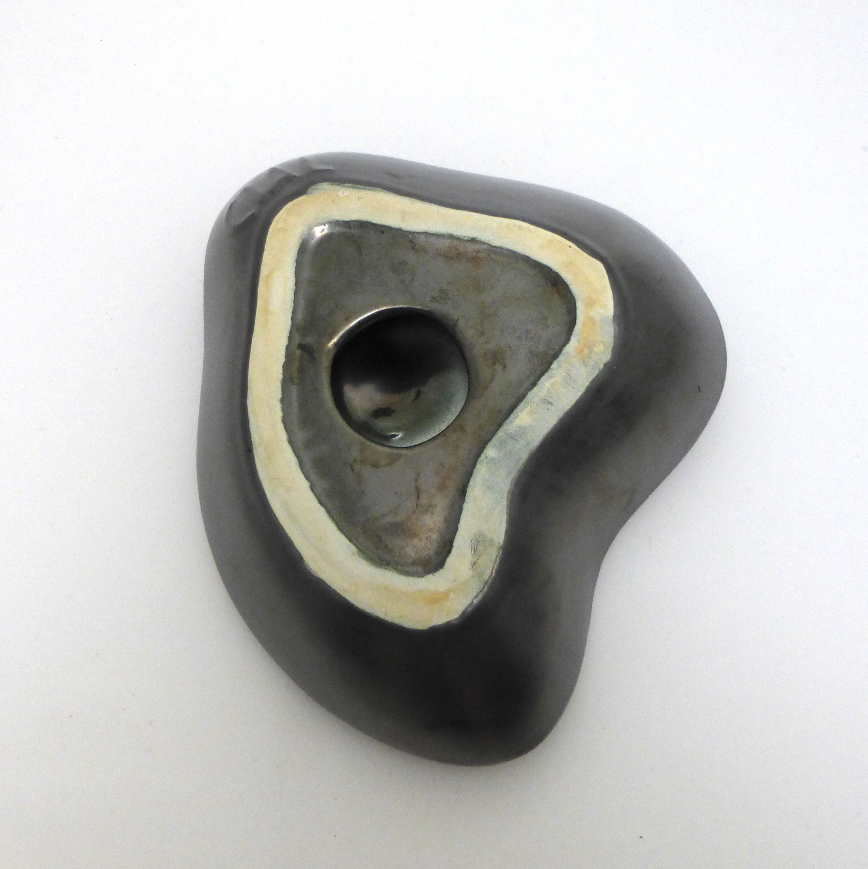 Ashtray in metallic black ceramic around 1950