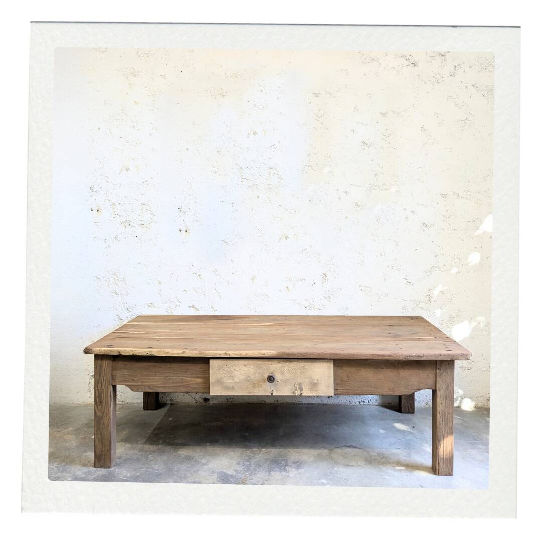 Vintage Farmhouse Coffee Table Raw Wood