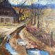 Tableau ancien, paysage signé Guyard, circa 1960