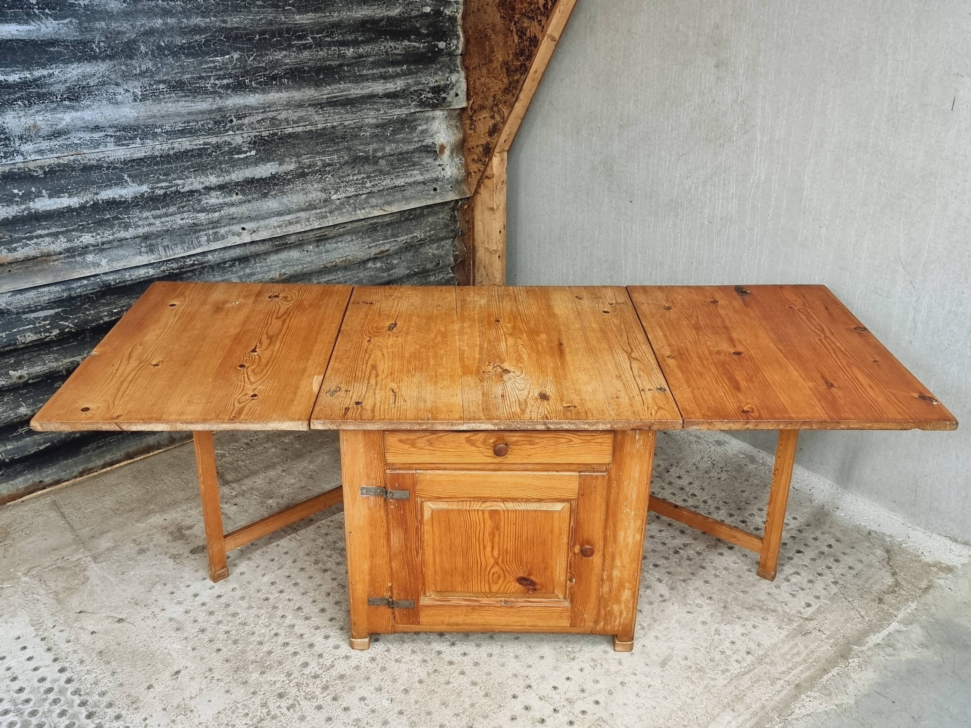 Antique Swedish table folding table with plenty of storage space