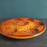 Vintage French oyster plate in Majolica from Sarreguemines