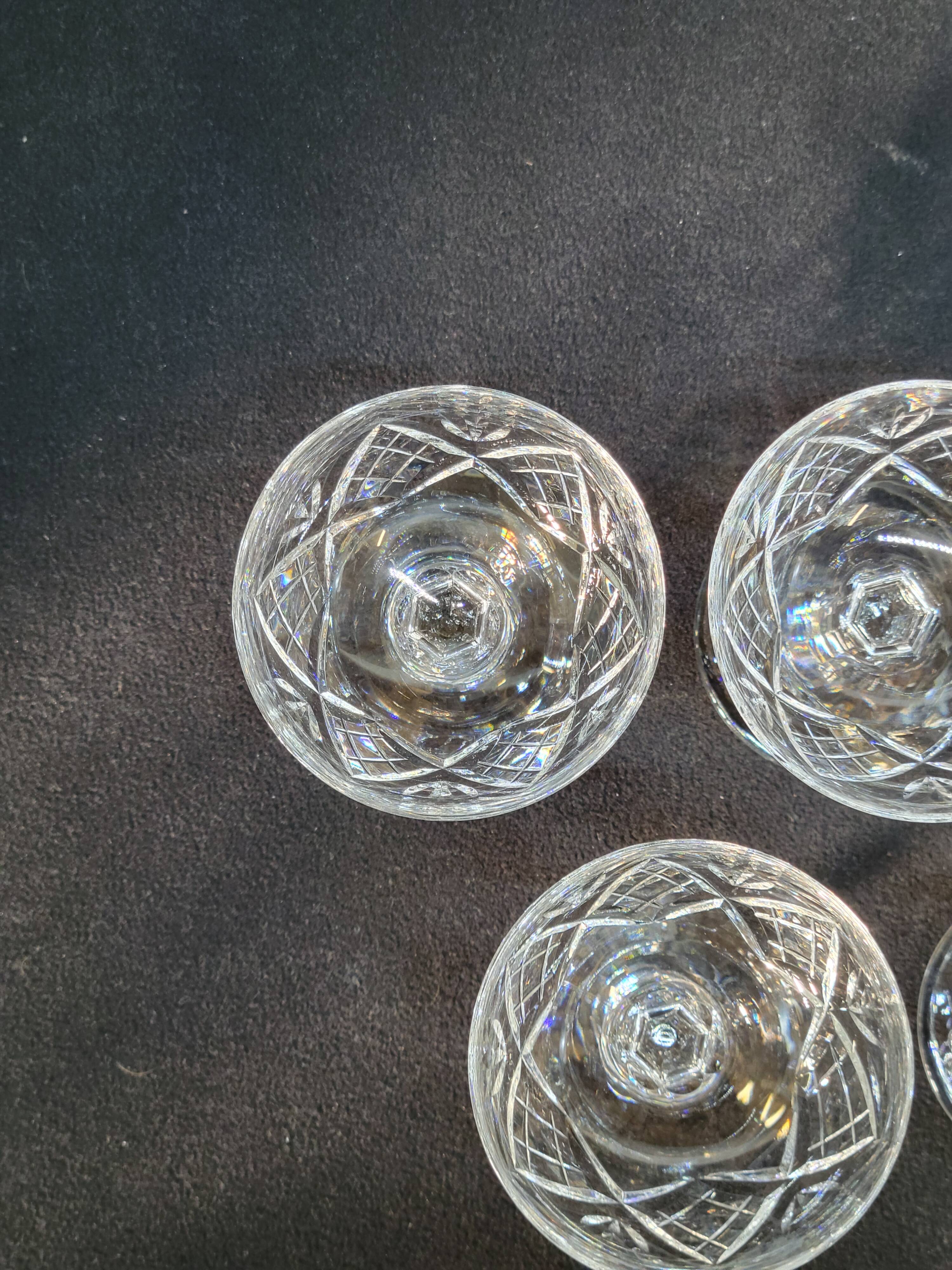 5 small cut crystal digestif cups