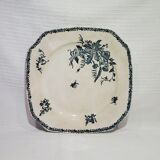 Octagonal serving dish in Pexonne earthenware model Fleurs de Champs, iron earth