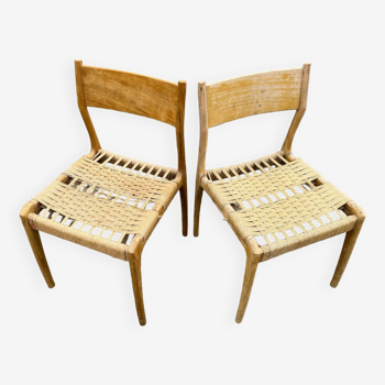 Pair of vintage Havana model chairs for Condorzio Sedie Frueli, Italy. 1960s