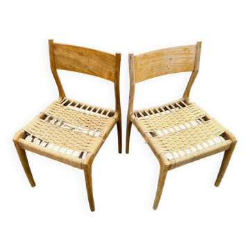 Pair of vintage Havana model chairs for Condorzio Sedie Frueli, Italy. 1960s