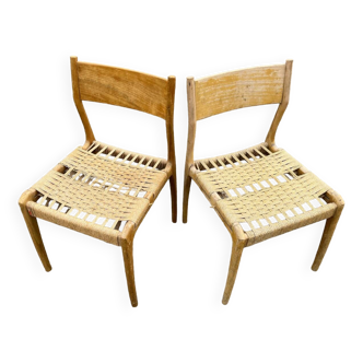 Pair of vintage Havana model chairs for Condorzio Sedie Frueli, Italy. 1960s