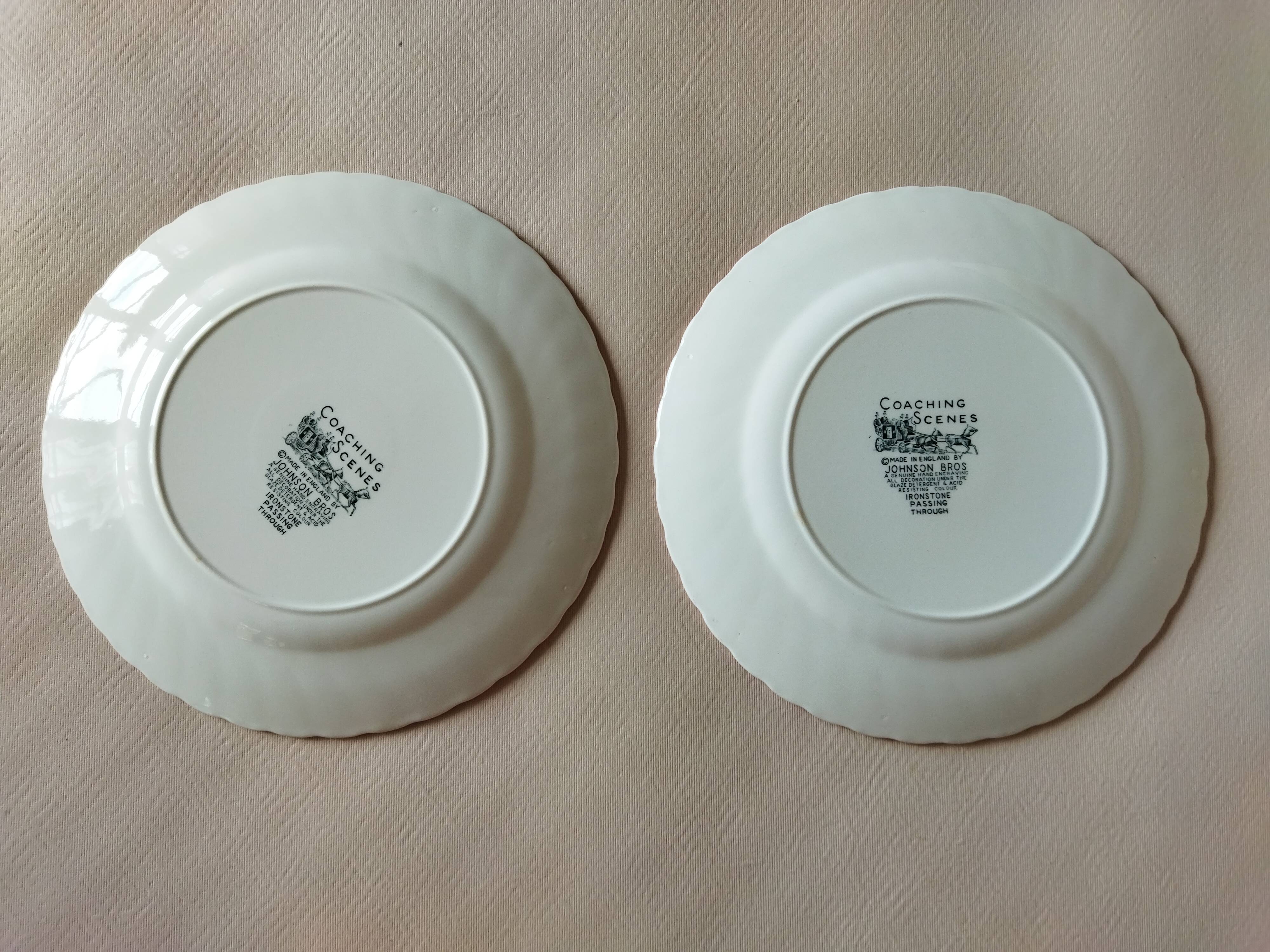 8 Johnson Bros "Coaching Scenes" English dessert plates