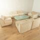 COR Space Age seating group, 1970s, set of 6 armchairs and footstool, cream white