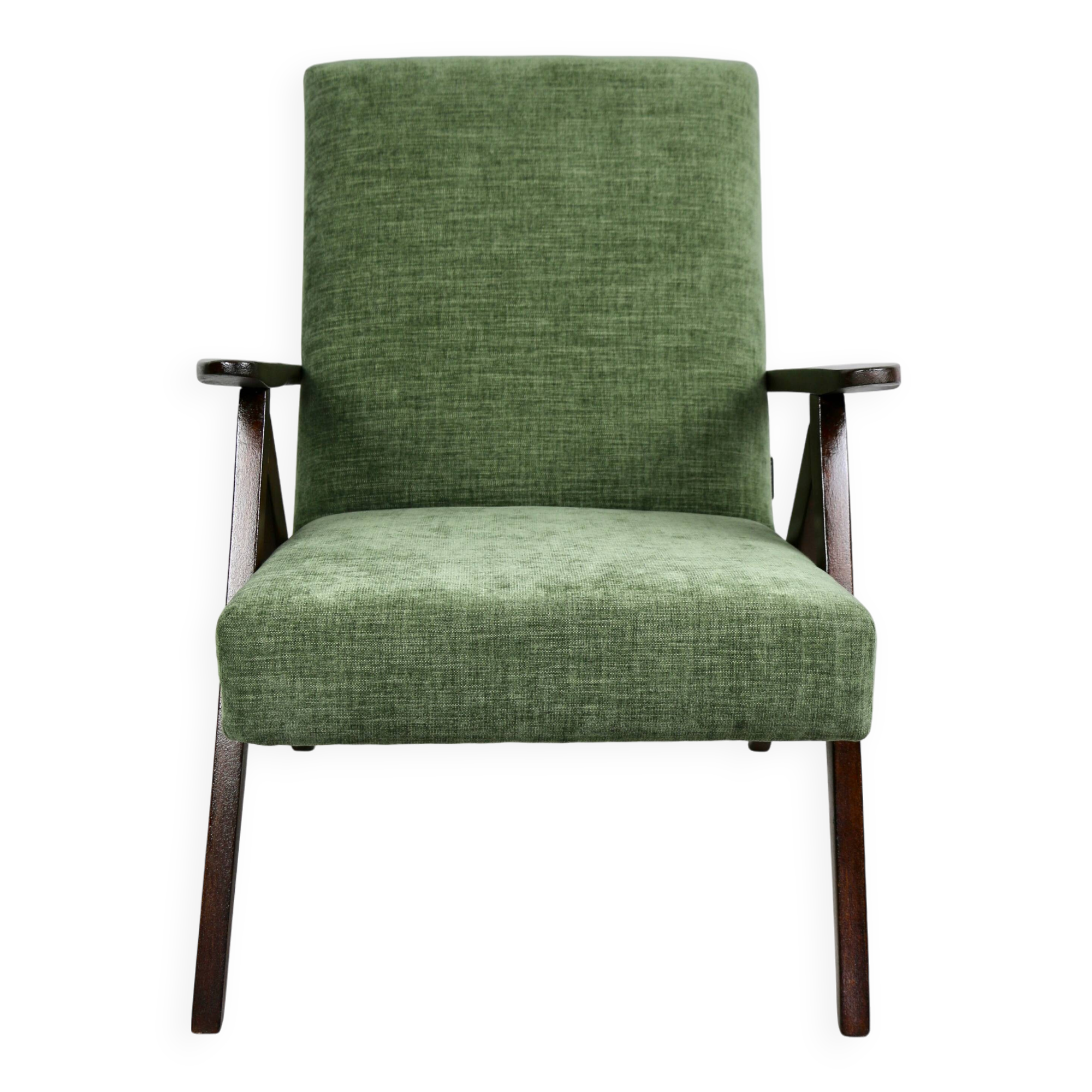 Fauteuil vintage vert olive modèle B-310, années 1970