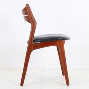 ACO Møbler / Erik Buck “310” teak chair / black leather / mid-century Danish modern design / 1960s / Buch