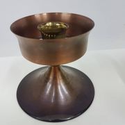 Candlestick, gold-tone brass, clear greenish glass, Austria, 1960s.