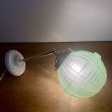 Vintage art deco globe wall light in green glass