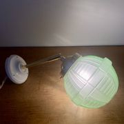 Vintage art deco globe wall light in green glass