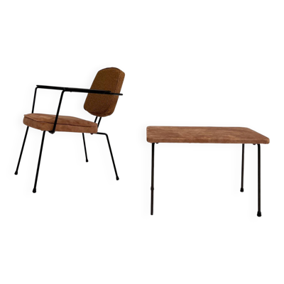 Fauteuil Model 5002 avec table par Rudolf Wolf pour Elsrijk, années 1950.